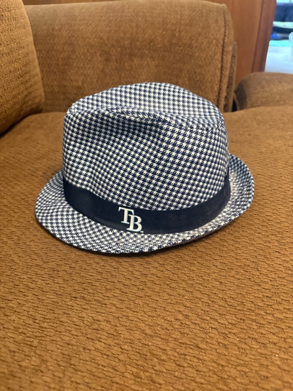 Tampa Bay Lightning x Moffitt Cancer Center Blue White Houndstooth Fedora Hat